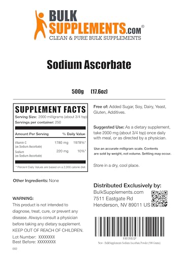 BulkSupplements.com Sodium Ascorbate Powder - Antioxidant Powder - Sodium Ascorbate - Maple Wellness Supplements