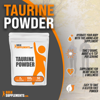 BULKSUPPLEMENTS.COM Taurine Powder - Taurine Supplement, Taurine 2000mg - Maple Wellness Supplements