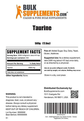 BULKSUPPLEMENTS.COM Taurine Powder - Taurine Supplement, Taurine 2000mg - Maple Wellness Supplements