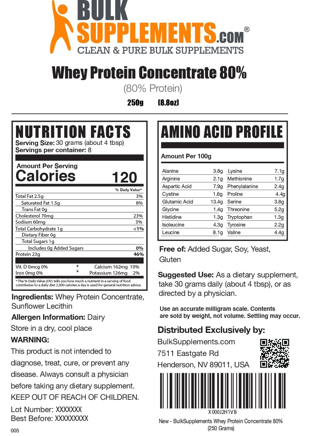 BULKSUPPLEMENTS.COM Whey Protein Concentrate Powder - Unflavored Protein - Maple Wellness Supplements