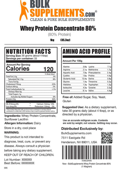 BulkSupplements.com Whey Protein Concentrate - Whey Protein Powder - Protein Powder - Maple Wellness Supplements