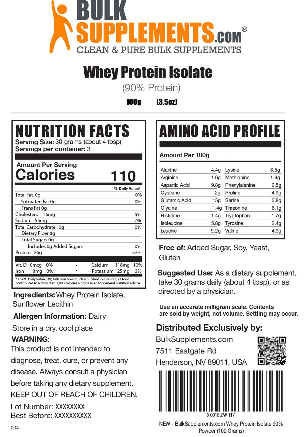 BULKSUPPLEMENTS.COM Whey Protein Isolate Powder - Unflavored Protein Powder - Maple Wellness Supplements