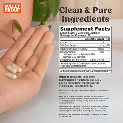 Bulletproof Express 3-in-1 Probiotic & Postbiotics Supplement for Sustained Gut Health, 90 Count - Maple Wellness Supplements