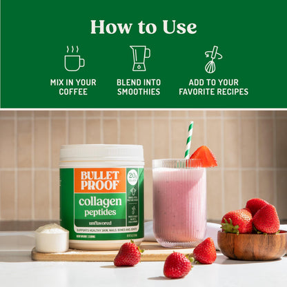 Bulletproof Unflavored Collagen Peptides Powder, 20g Grass-Fed Collagen Protein and Amino Acids for Skin - Maple Wellness Supplements