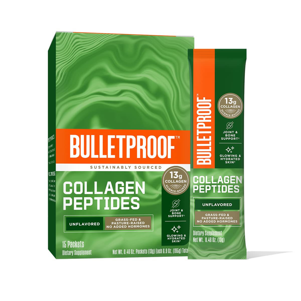 Bulletproof Unflavored Collagen Peptides Powder Packets, Pack of 15, Grass-Fed Collagen - Maple Wellness Supplements