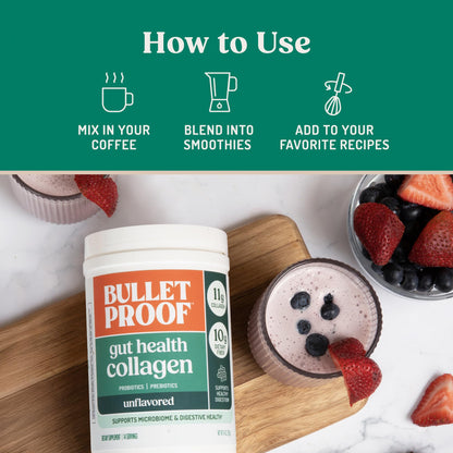 Bulletproof Unflavored Gut Health Collagen Protein, 14 Ounces, 10g Grass-Fed Collagen Peptides for Gut, Skin, Bone and Joint Support - Maple Wellness Supplements