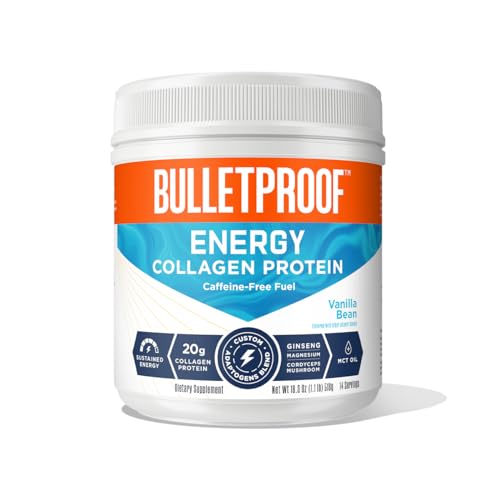 Bulletproof Vanilla Bean Energy Collagen Protein Powder, 18.3 Ounces, Caffeine-Free Fuel - Maple Wellness Supplements