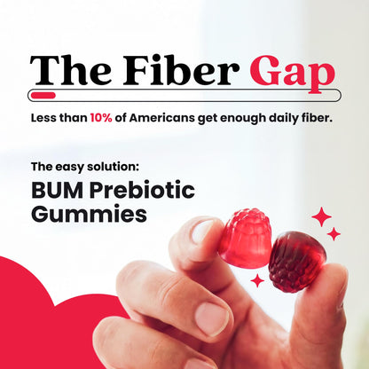 Bum Prebiotic Fiber Supplement for Men - Chicory Root Inulin Prebiotic Fiber Gummies for Men for Peachy Digestive Health, Regularity & Boating Relief - Maple Wellness Supplements