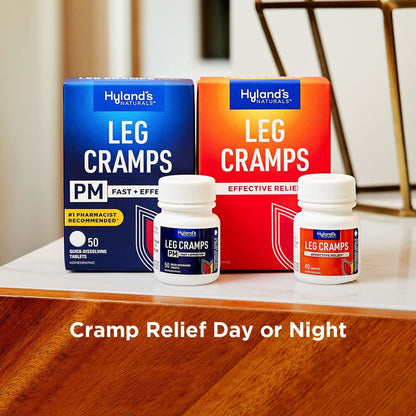 Bundle of Hyland's Leg Cramps Tablets, 100 Count and Leg Cramps PM Nighttime Formula, Natural Relief of Calf, Foot and Leg Cramps, 50 Count - Maple Wellness Supplements