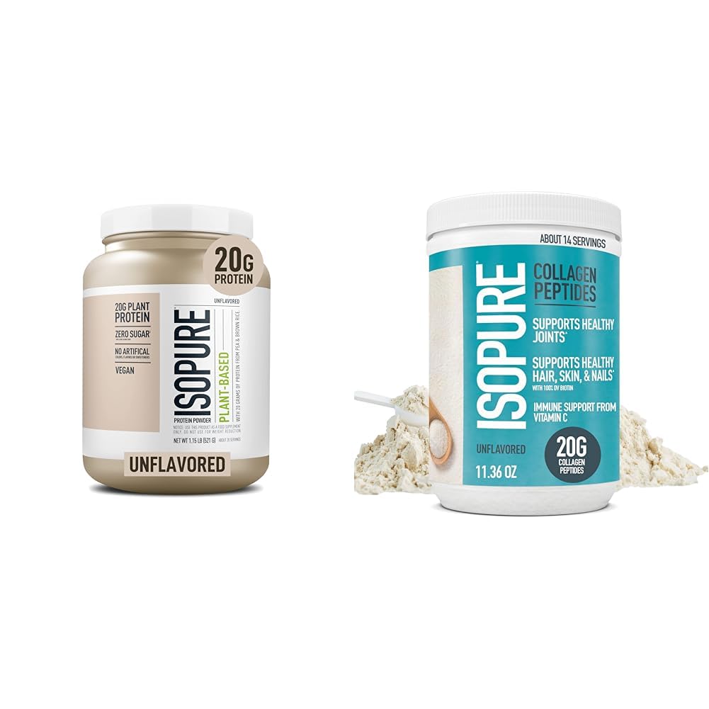 Bundle of Isopure Unflavored Organic Vegan Pea Protein Powder, Dairy Free with Amino - Maple Wellness Supplements