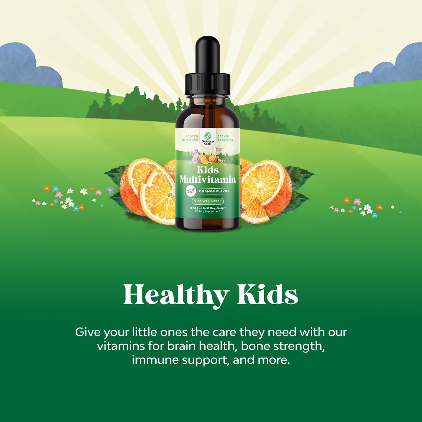 Bundle of Kids DHA Omega 3 Gummies - Fatty Acids Omega 3 6 9 for Brain Immune Strength Vision Focus Support and Liquid Multivitamin for Kids Immunity Support - Maple Wellness Supplements