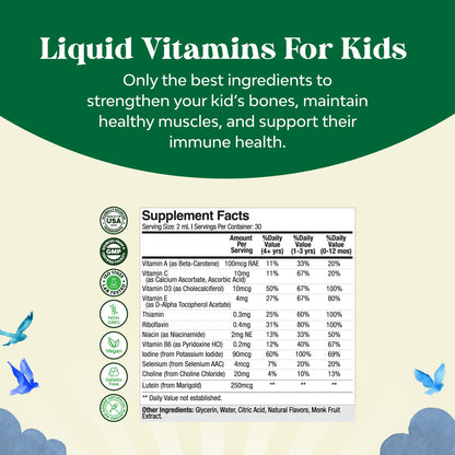 Bundle of Kids DHA Omega 3 Gummies - Fatty Acids Omega 3 6 9 for Brain Immune Strength Vision Focus Support and Liquid Multivitamin for Kids Immunity Support - Maple Wellness Supplements