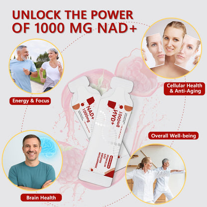 Buporai NAD Supplement 1000 mg Liquid Packets - NAD Supplements for Women & Men with Nicotinamide Riboside, Resveratrol, PQQ, Quercetin - NMNH Supplement Alternative for Anti-Aging, Energy-30 Packets - Maple Wellness Supplements