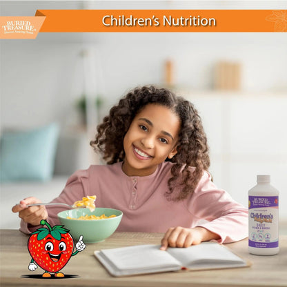 Buried Treasure Children's Daily Multi Liquid Multivitamin & Minerals Nutritional Dietary Vegan Supplement for Kids No Artificial Ingredients - Maple Wellness Supplements