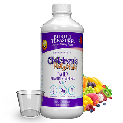 Buried Treasure Children's Daily Multi Liquid Multivitamin & Minerals Nutritional Dietary Vegan Supplement for Kids No Artificial Ingredients - Maple Wellness Supplements
