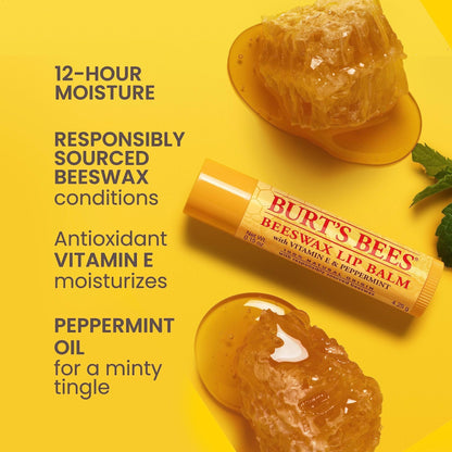 Burt's Bees Lip Balm - Original Beeswax, Lip Moisturizer With Responsibly Sourced Beeswax - Maple Wellness Supplements