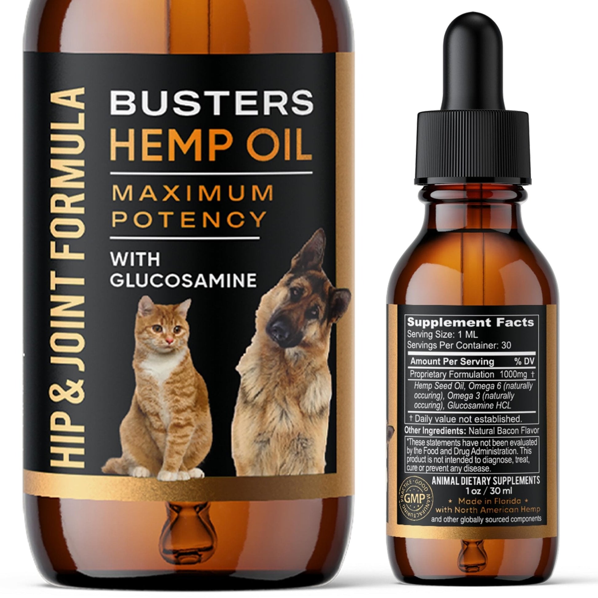 Busters Hip and Joint Hemp Oil Formula enriched with Glucosamine, Pain Relief for Dogs and Pets, Arthritis, and Advanced Mobility Support - Maple Wellness Supplements
