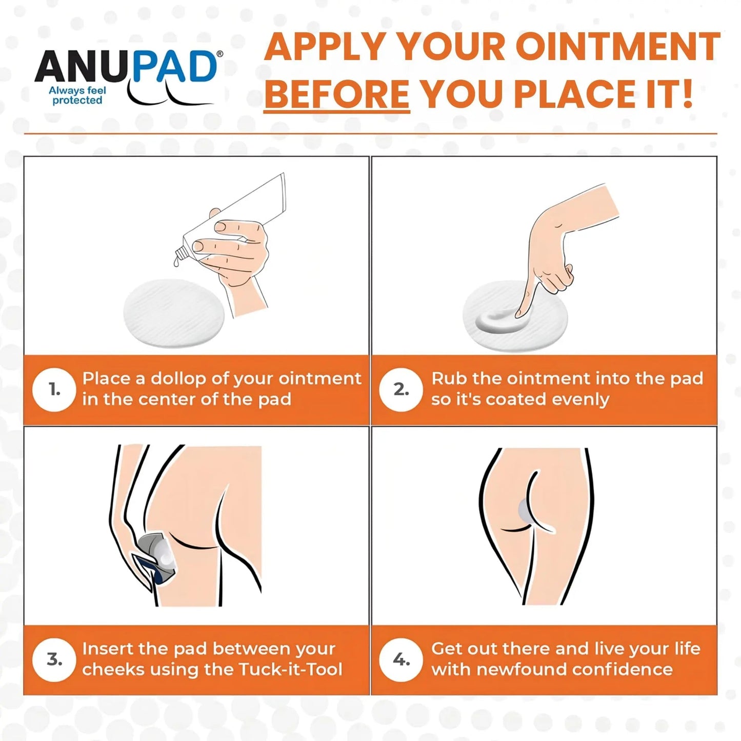 Butts Are Messy - Control The Mess. ANUPAD Premium Absorbent Pads. Confidently Handle Bowel Leakage, Bleeding Hemorrhoids, And The Mess Hemorrhoid Ointments Make. - Maple Wellness Supplements