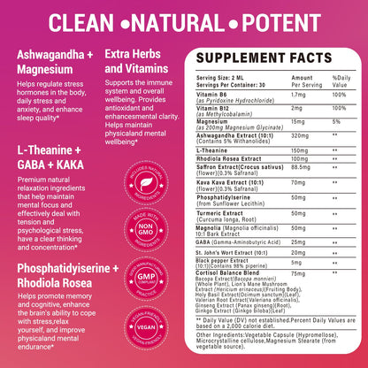 Bvlaue Cortisol Supplements Detox for Women - 20-in-1 Cortisol Reducer,Manager,Lower w/Ashwagandha,Magnesium,L-Theanine,Saffron,Rhodiola for Hormone Balance/Sleep/Stress Relief,Strawberry Flavor - Maple Wellness Supplements