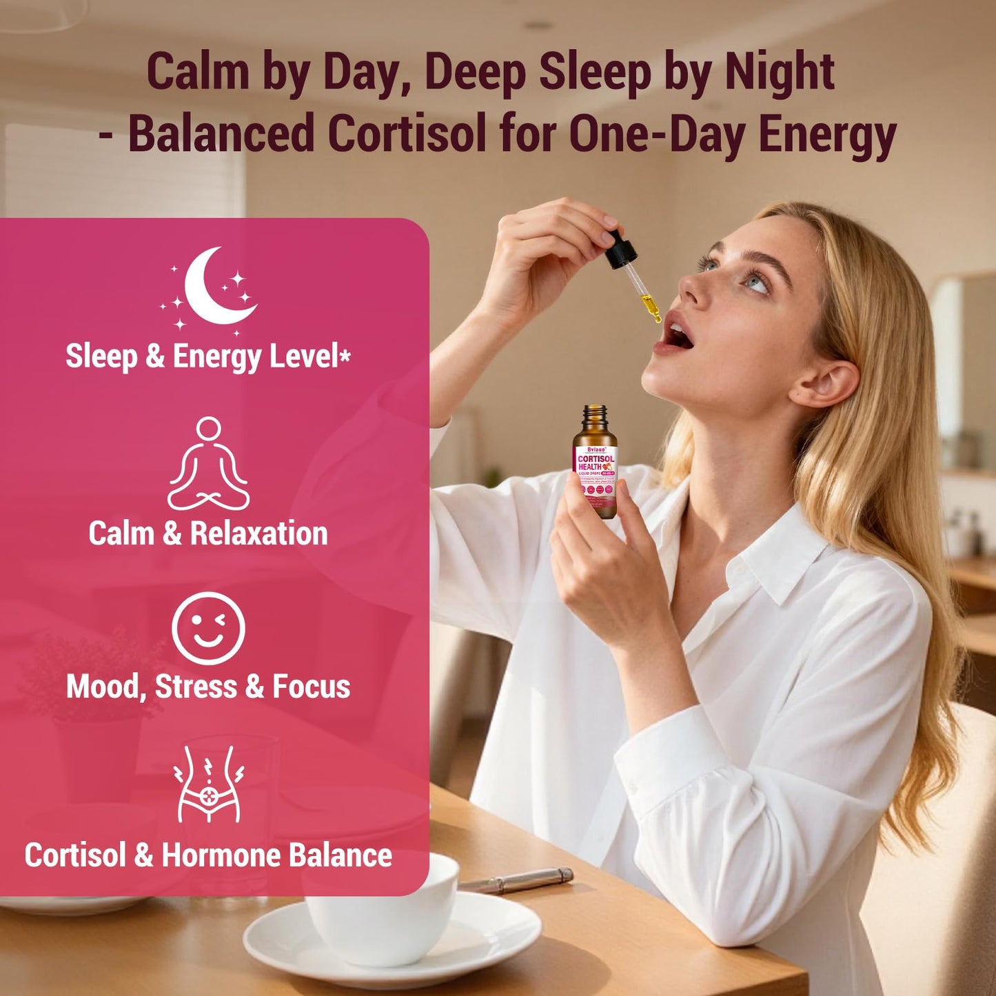 Bvlaue Cortisol Supplements Detox for Women - 20-in-1 Cortisol Reducer,Manager,Lower w/Ashwagandha,Magnesium,L-Theanine,Saffron,Rhodiola for Hormone Balance/Sleep/Stress Relief,Strawberry Flavor - Maple Wellness Supplements