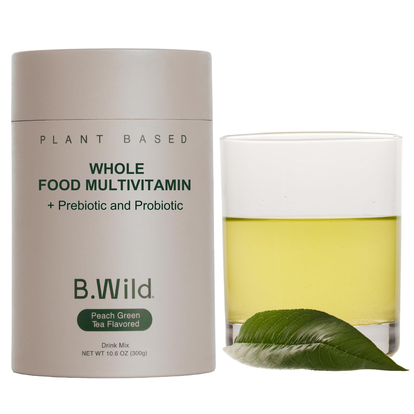 B.WILD Plant-Based Multivitamin Superfood Drink Mix – Refreshing Peach Green Tea with Vitamins, Minerals, Prebiotics & Probiotics for Gut Health & Daily Wellness – 30 Servings – Vegan, Gluten-Free - Maple Wellness Supplements