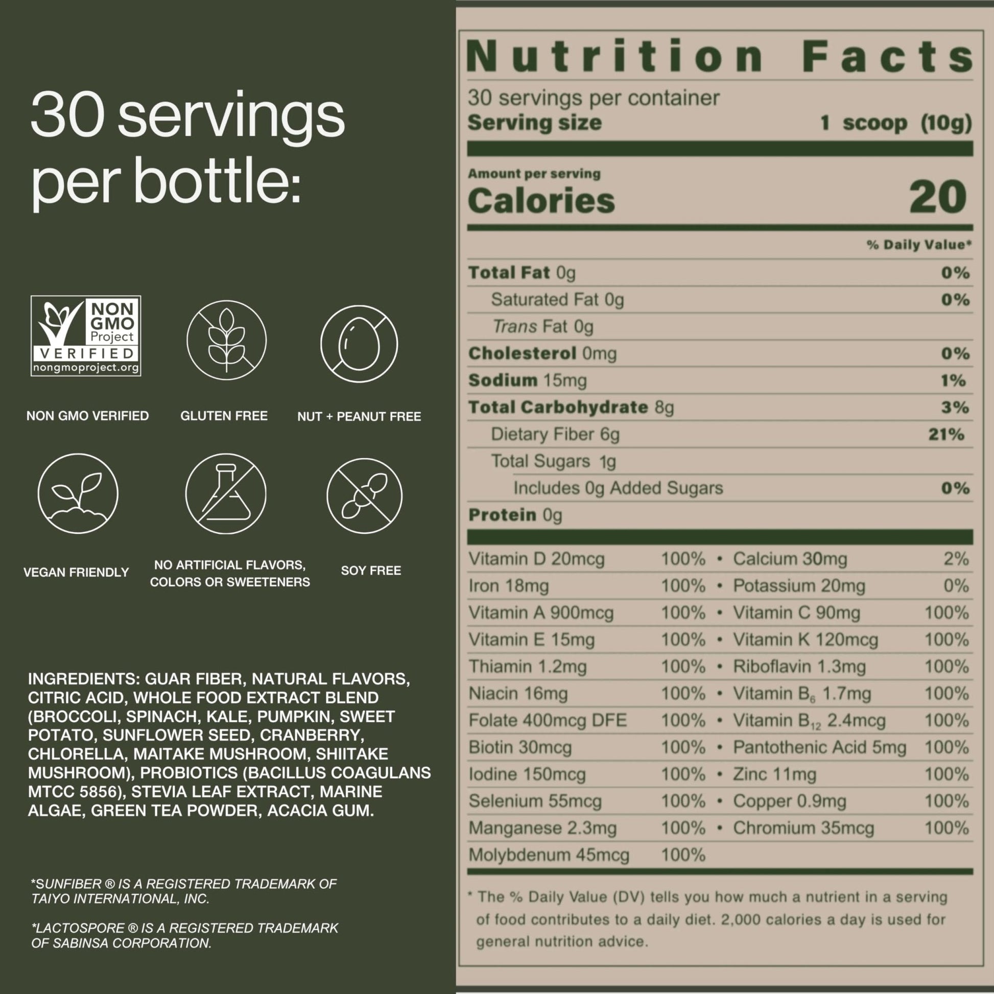 B.WILD Plant-Based Multivitamin Superfood Drink Mix – Refreshing Peach Green Tea with Vitamins, Minerals, Prebiotics & Probiotics for Gut Health & Daily Wellness – 30 Servings – Vegan, Gluten-Free - Maple Wellness Supplements