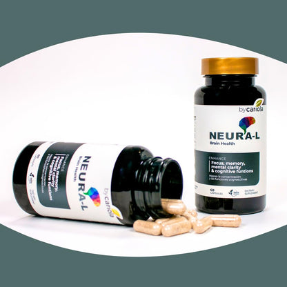 BY CARIOLA Neural-L Natural Brain Support Supplement 60 Caps - Mental Support – Memory Booster - Concentration - Natural Formula - Ashwagandha - L-Tyrosine - L-Theanine - Maple Wellness Supplements