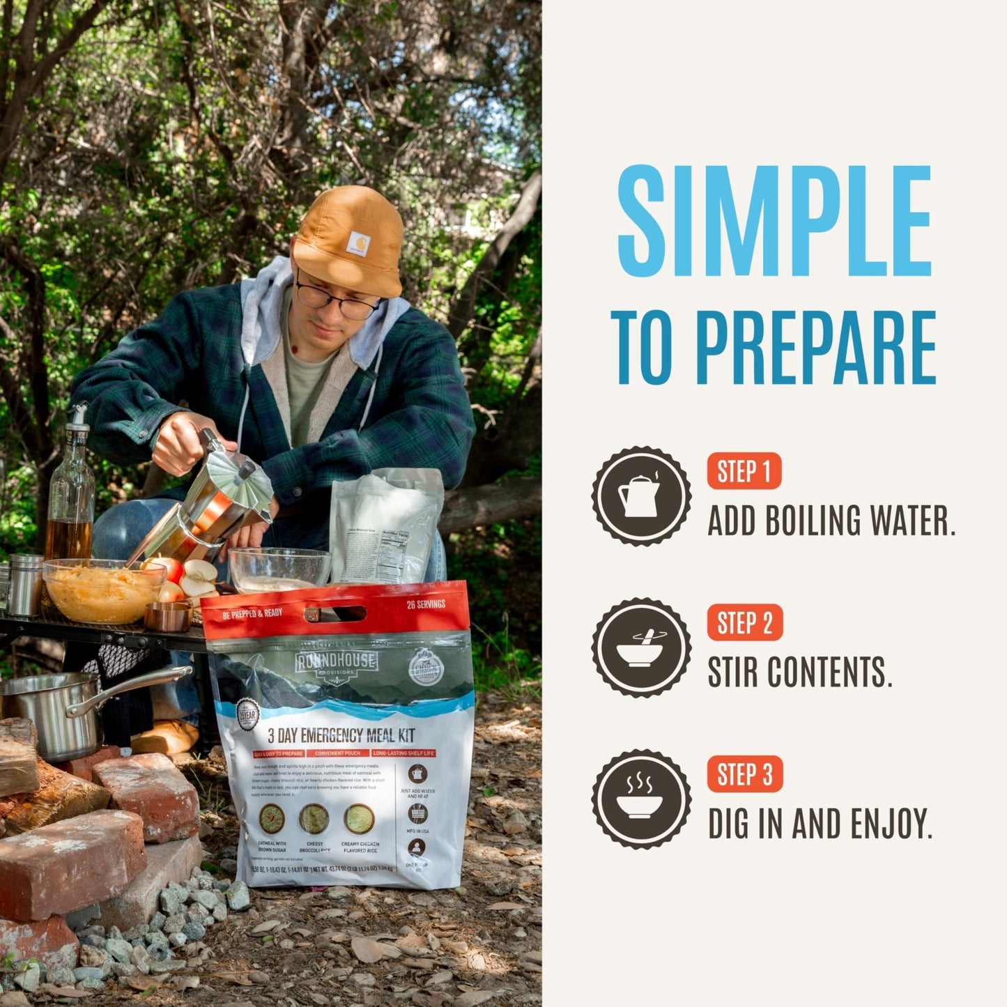 by Chuck Norris Roundhouse Provisions 3 Day, 26 servings Emergency Meal Kit, Grab-and-Go, Premade, Disaster Prep, Hiking, Survival, Adventure, Camping Food, 25 Year Shelf Life. - Maple Wellness Supplements