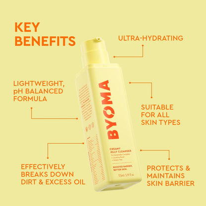BYOMA Creamy Jelly Cleanser - Hydrating Facial Cleanser for Skin Barrier Repair -Tri-Ceramide Face Wash for Sensitive Skin & All Skin Types - Maple Wellness Supplements