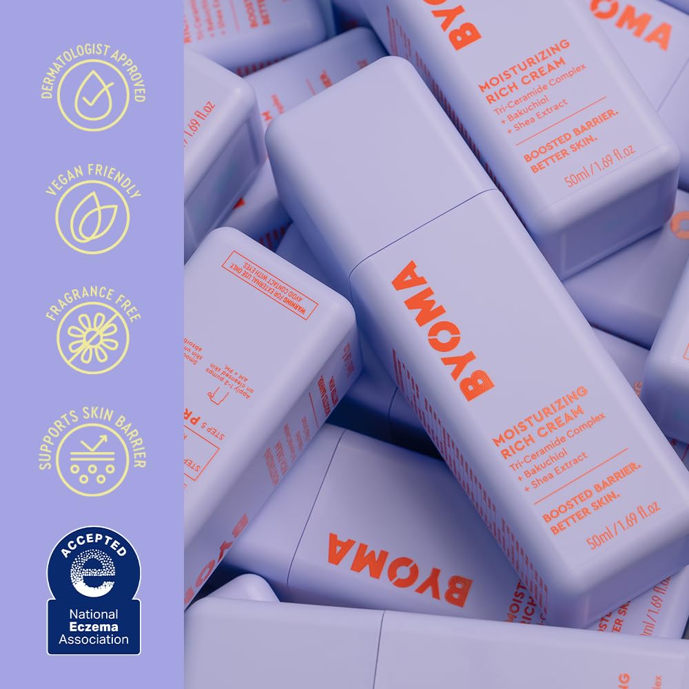 BYOMA Moisturizing Rich Cream - Barrier Repair Cream Face Lotion with Bakuchiol & Shea Extract - Ceramide Face Moisturizer for Dry Skin - Maple Wellness Supplements