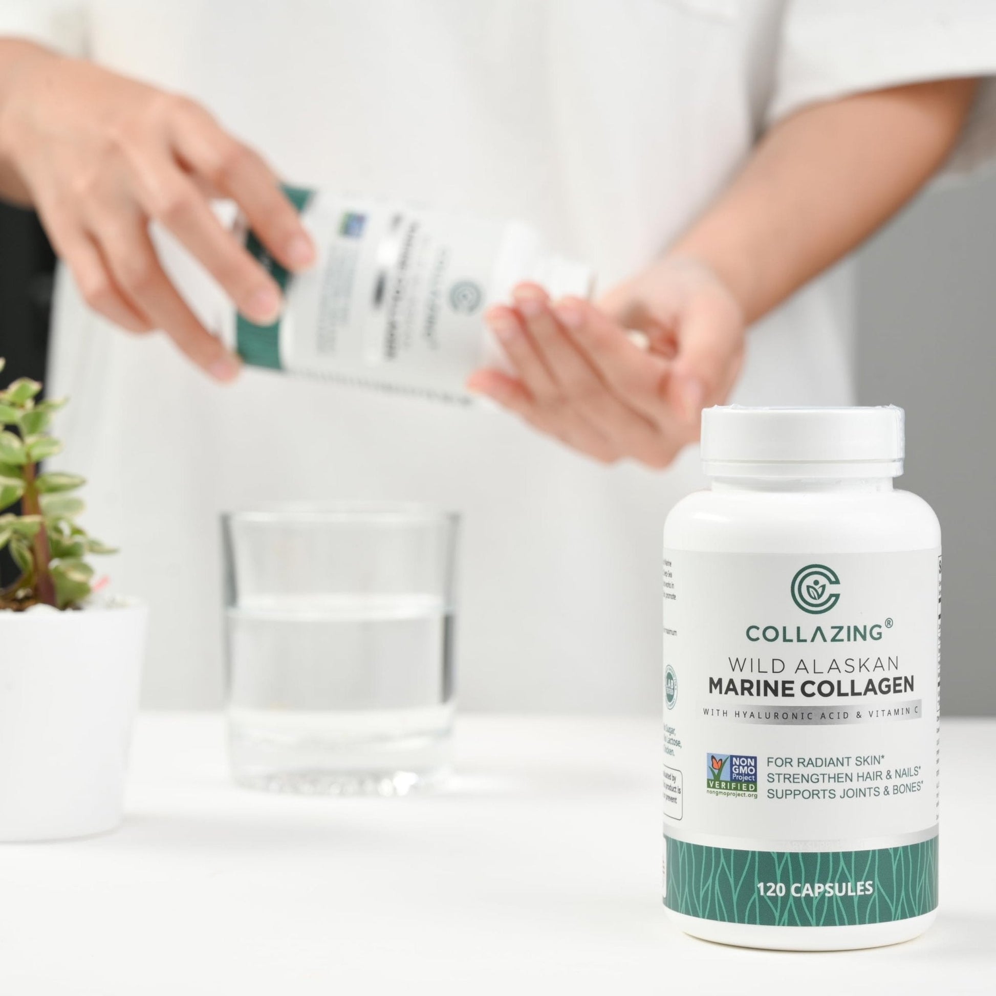 C COLLAZING - Alaskan Wild-Caught Marine Collagen Peptides with Hyaluronic Acid & Vitamin C - Supports Skin, Hair, Nails, Joints & Bones - Type 1 & 3 Collagen - Maple Wellness Supplements