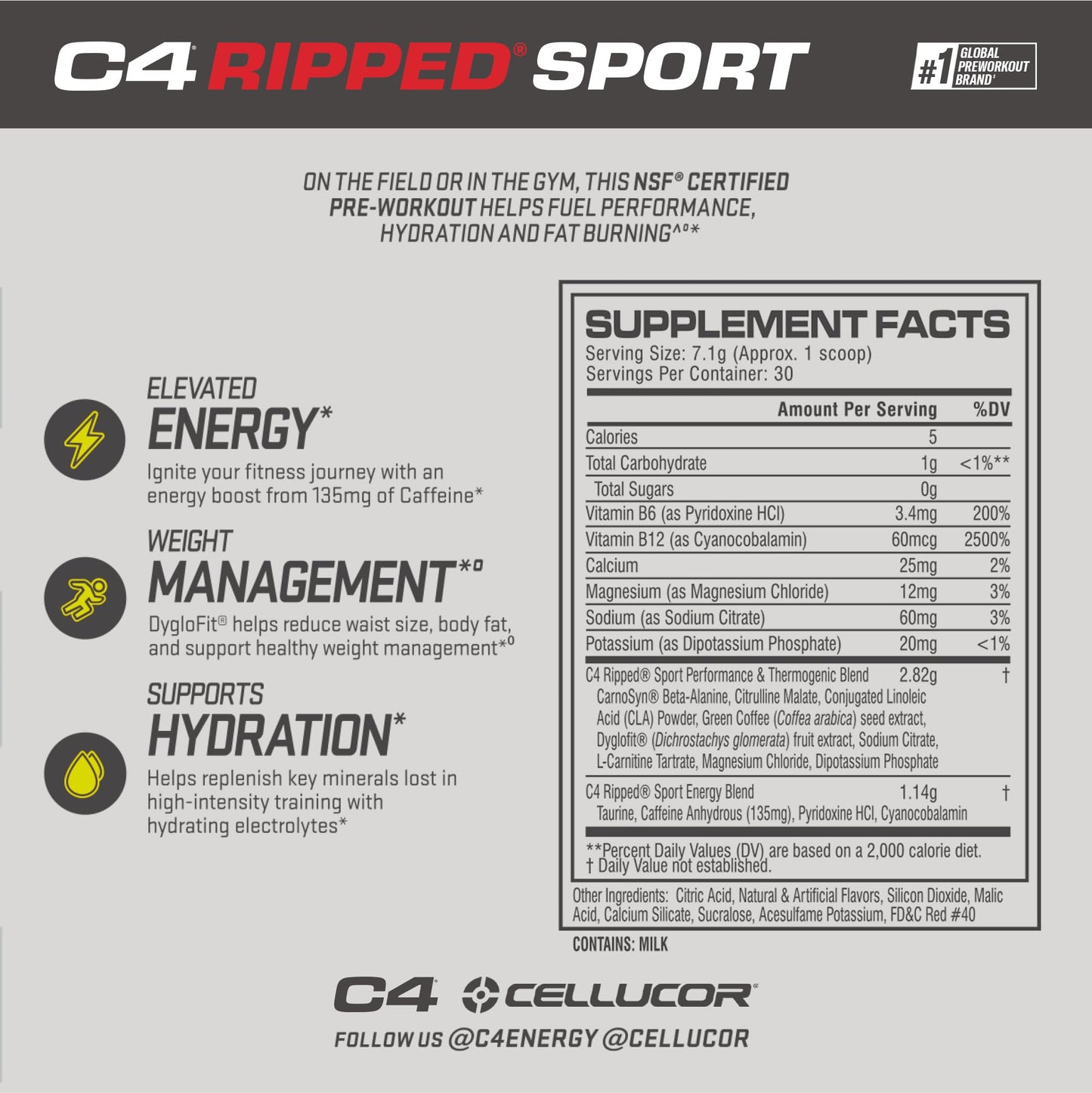 C4 Ripped Sport Pre Workout Powder Fruit Punch - NSF Certified for Sport + Sugar Free - Maple Wellness Supplements