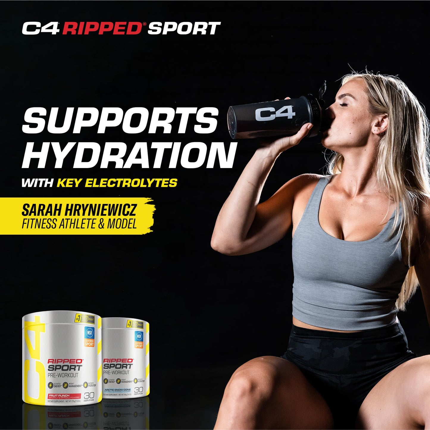 C4 Ripped Sport Pre Workout Powder Fruit Punch - NSF Certified for Sport + Sugar Free - Maple Wellness Supplements