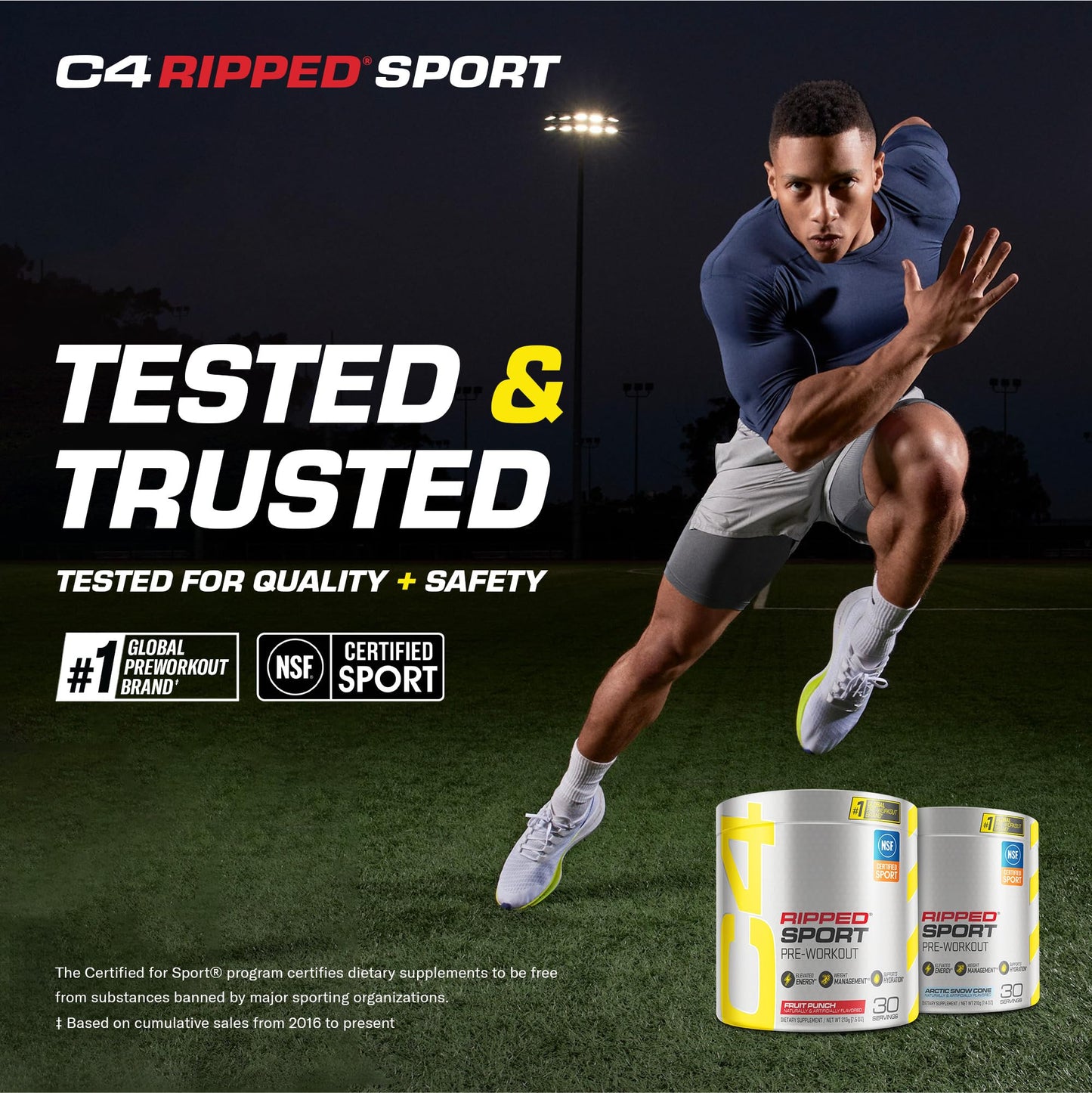 C4 Ripped Sport Pre Workout Powder Fruit Punch - NSF Certified for Sport + Sugar Free - Maple Wellness Supplements