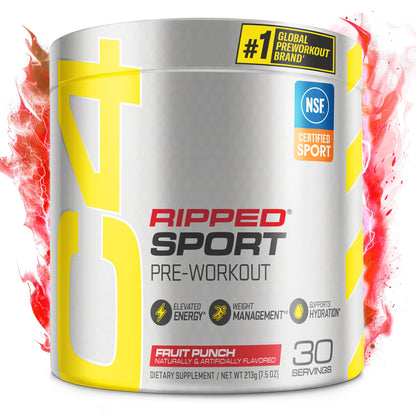 C4 Ripped Sport Pre Workout Powder Fruit Punch - NSF Certified for Sport + Zero Sugar Preworkout Energy Supplement for Men & Women - 135mg Caffeine - Maple Wellness Supplements