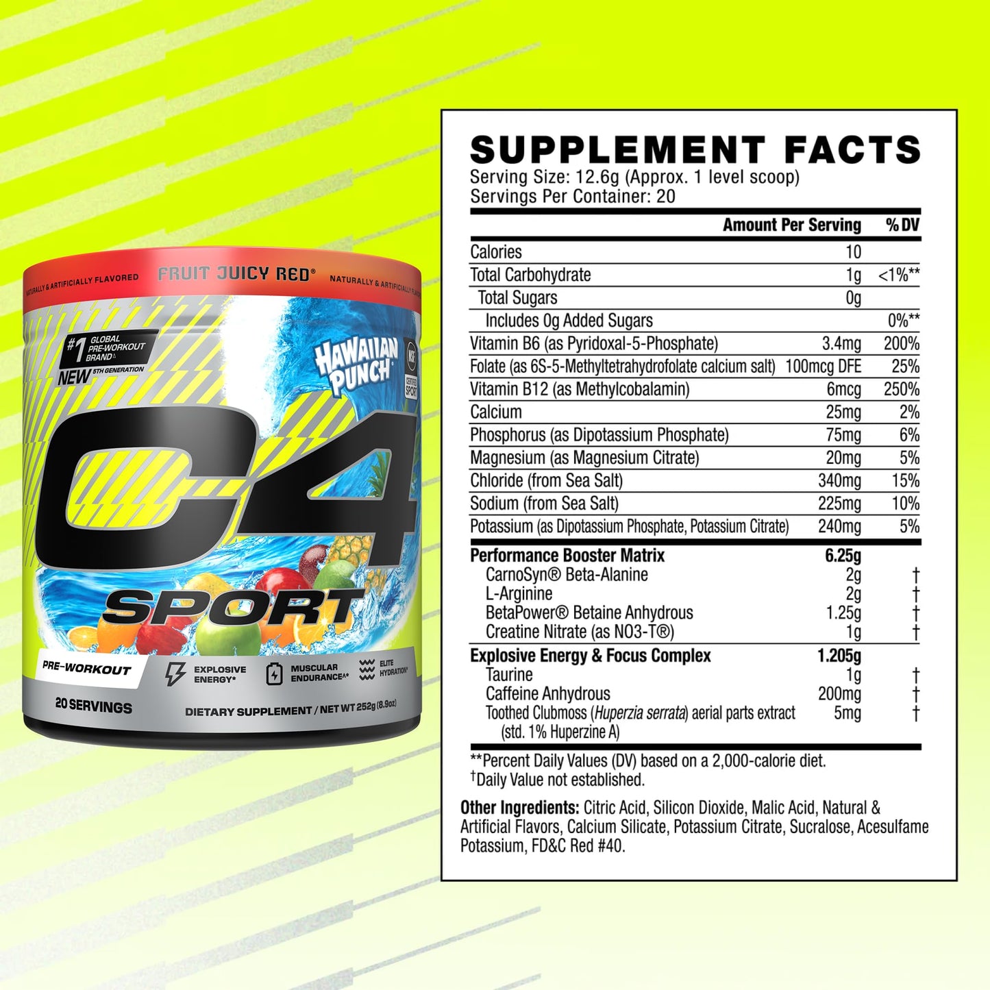 C4 Sport Pre Workout Powder - NSF Certified for Sport - Elite Hydration - 200mg Caffeine + Creatine + Beta-Alanine - Electrolytes and Energy Supplement - Maple Wellness Supplements