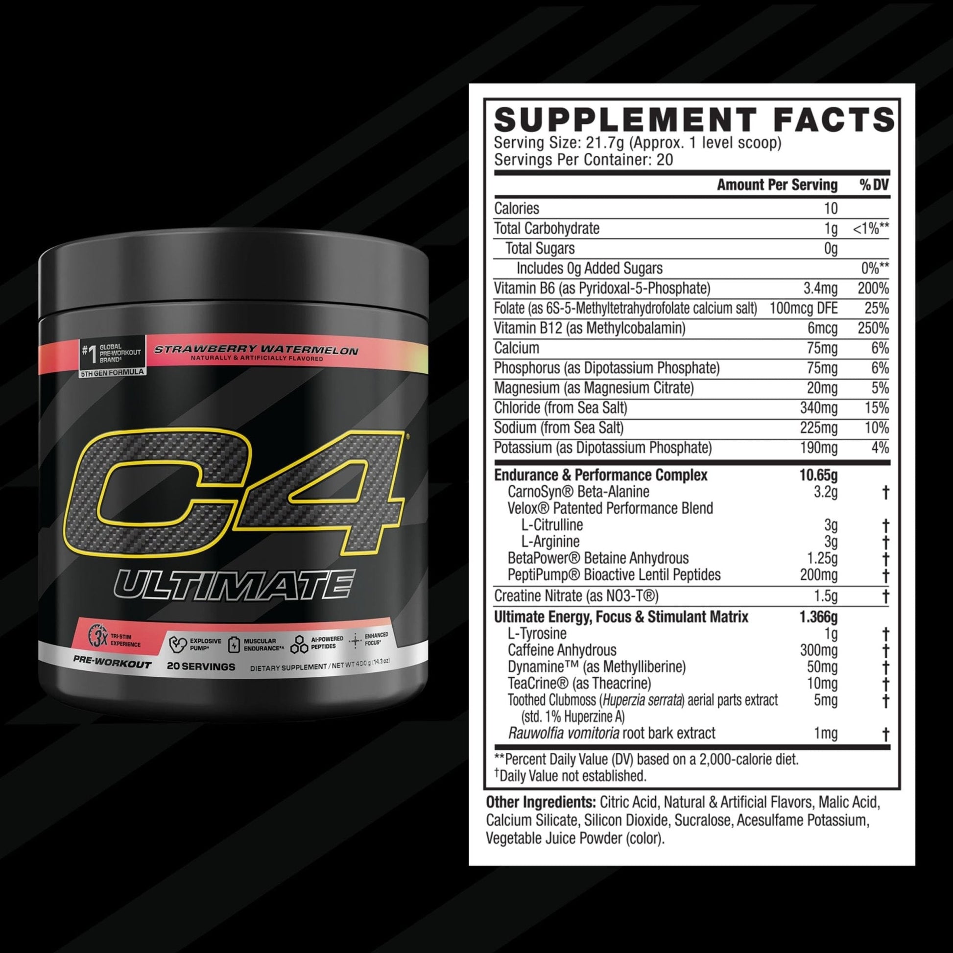 C4 Ultimate Pre Workout Powder Watermelon - Sugar Free Preworkout Energy Supplement for Men & Women - 300mg Caffeine + 3.2g Beta Alanine - Maple Wellness Supplements