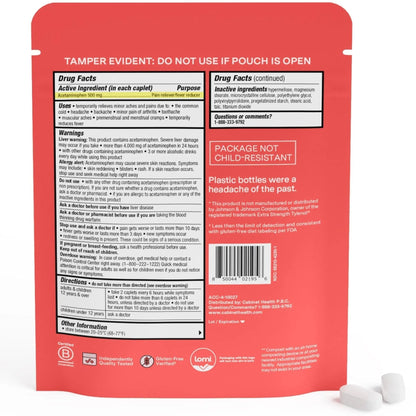 Cabinet: 500mg Acetaminophen for Headache Relief, Toothaches, Sore Throat, and Fever Reducer, 120 Tablets (Refill Pouch) - Maple Wellness Supplements