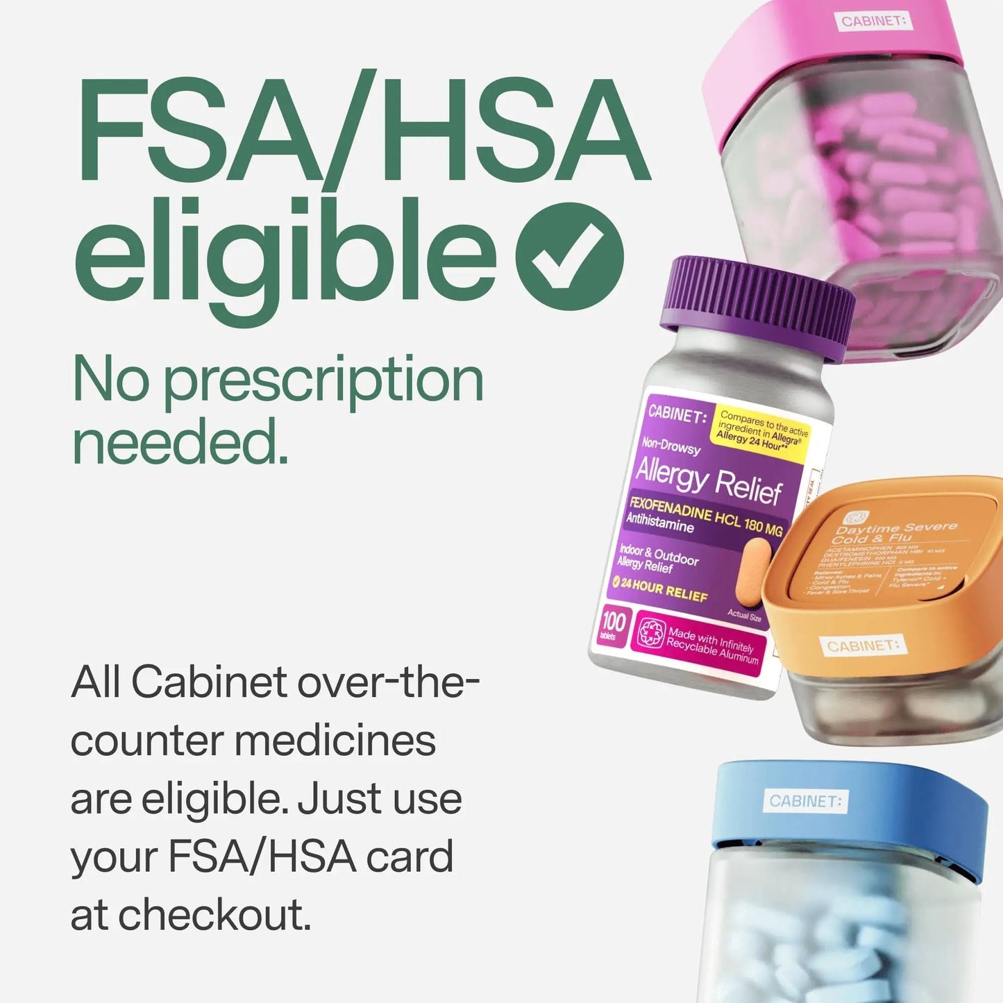 Cabinet: 500mg Acetaminophen for Headache Relief, Toothaches, Sore Throat, and Fever Reducer, Includes 1 Refillable Medicine Jar, 120 Tablets Refillable Glass Jar - w/Travel Tin - Maple Wellness Supplements