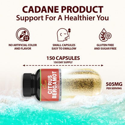 Cadane Citrus Bergamot Supplement Capsules with Berberine, Olive, Guggul, Garlic, Pine Bark, Black Pepper - Maple Wellness Supplements
