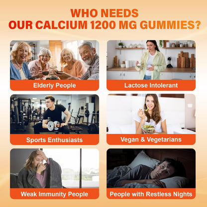 Calcium 1200 mg with Vitamin D3 Gummies for Adults - Calcium Citrate with Vitamin D3 K2, Magnesium, Zinc, Boron, Copper and Ashwagandha - Maple Wellness Supplements