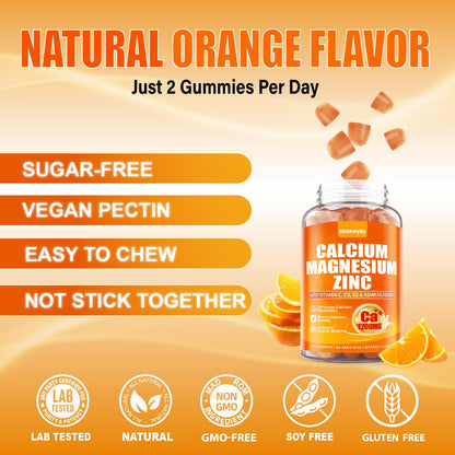 Calcium 1200 mg with Vitamin D3 Gummies for Adults - Calcium Citrate with Vitamin D3 K2, Magnesium, Zinc, Boron, Copper and Ashwagandha - Maple Wellness Supplements