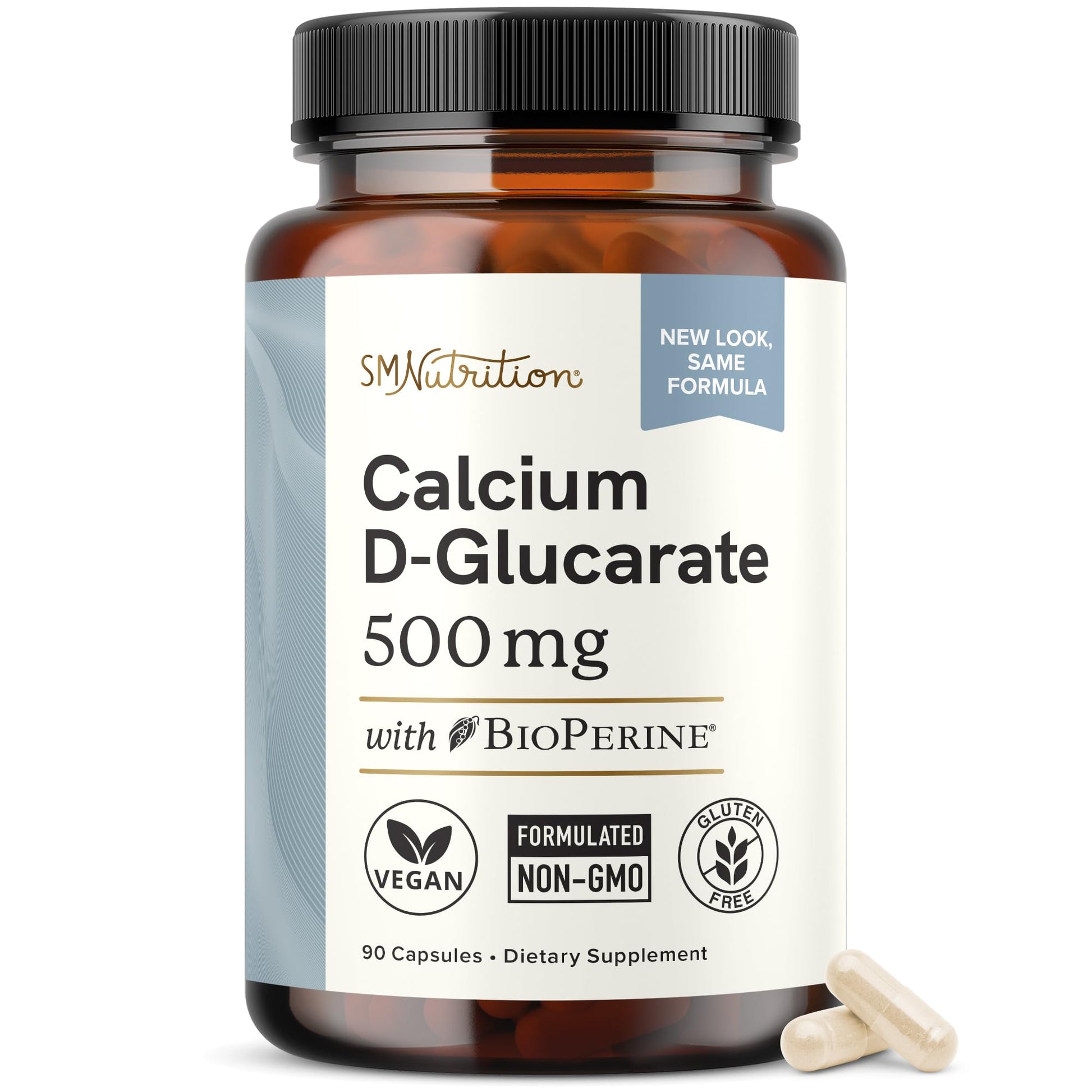 Calcium D-Glucarate | 500MG | CDG for Liver Detox and Cleanse, Hormone Balance, and Menopause Support | Calcium Supplement | Vegan, Non-GMO, Third-Party Tested | 90 Capsules (3-Month Supply) - Maple Wellness Supplements