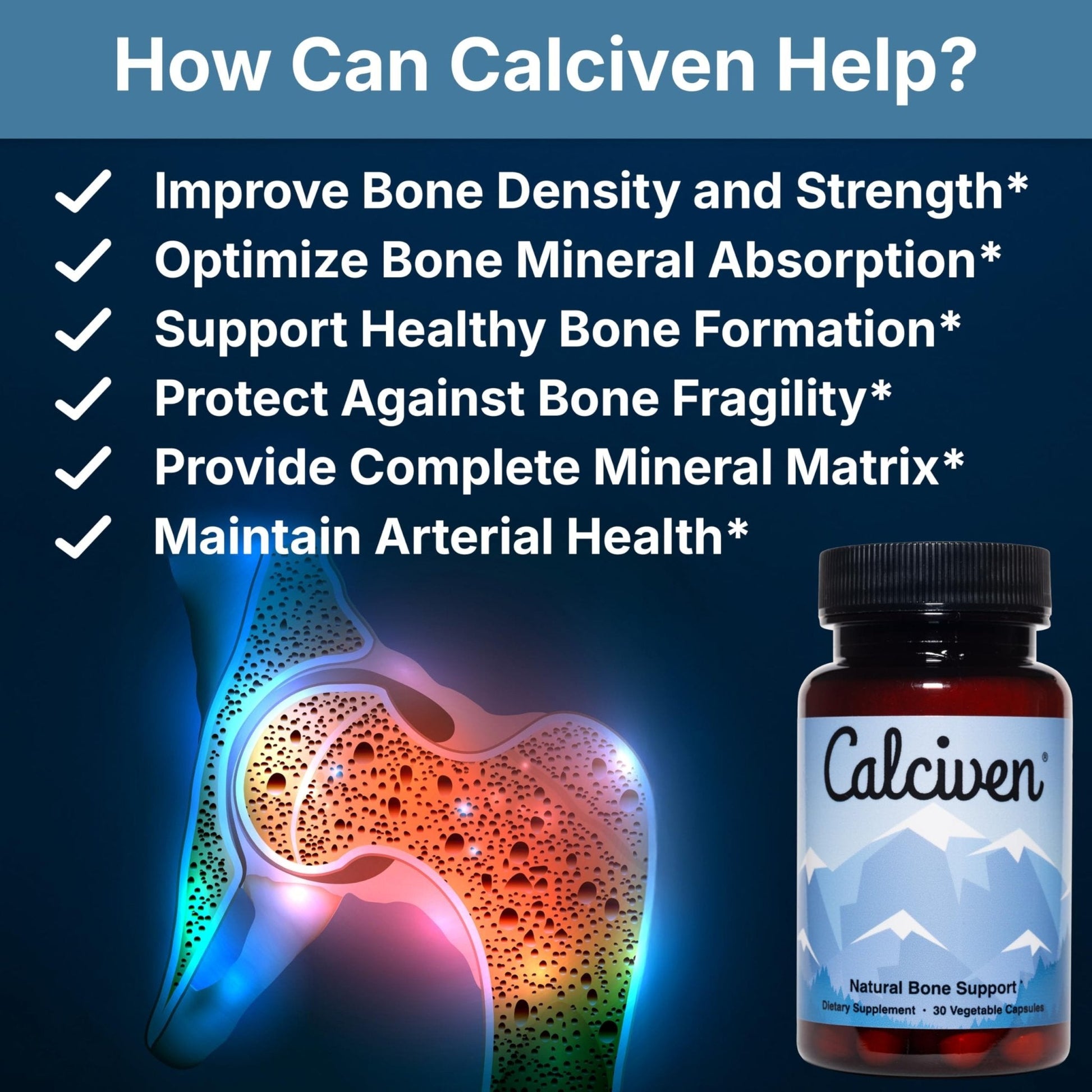 Calciven - Natural Bone Support Supplement - Non-GMO, Gluten-Free - Maple Wellness Supplements