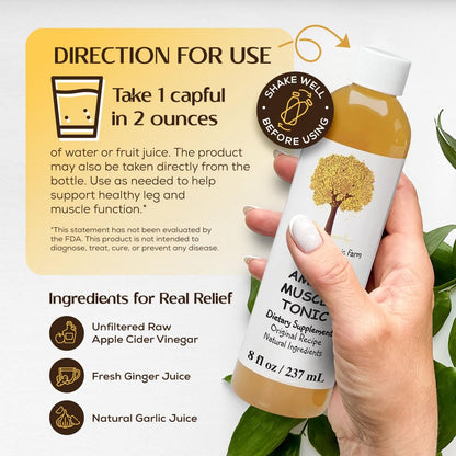 Caleb Treeze Old Amish Muscle Tonic 8 fl oz, Leg Cramps Relief, Foot Cramps Relief, Restless Legs, Muscle Cramps & Spasm Relief - Maple Wellness Supplements