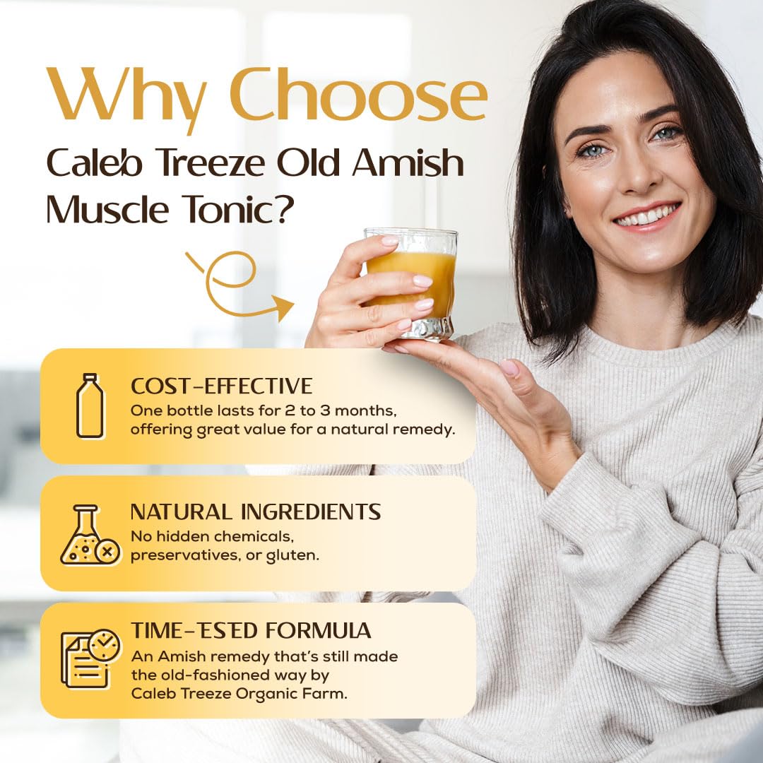 Caleb Treeze Old Amish Muscle Tonic 8 fl oz, Leg & Foot Cramps Relief, Restless Legs, Muscle Cramps & Spasm Relief - Pack of 6 - Maple Wellness Supplements