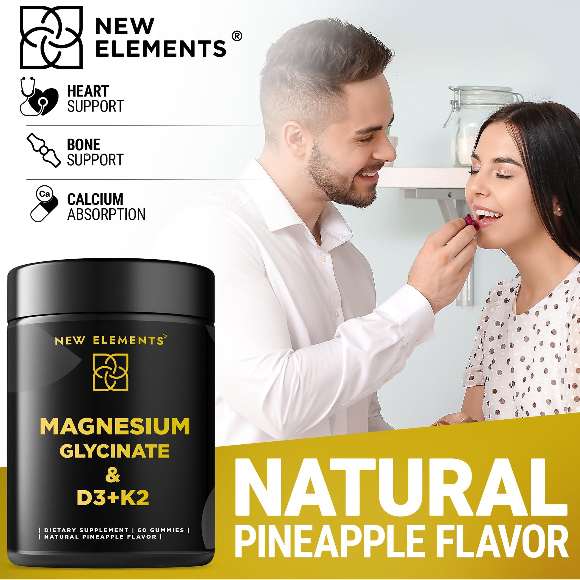 Calm Magnesium Glycinate Gummies 500mg with High-Potency Vitamin D3 10000iu & Vitamin K2 100mcg | Stress Relief, Relaxation & Bone Support for Adults - Maple Wellness Supplements