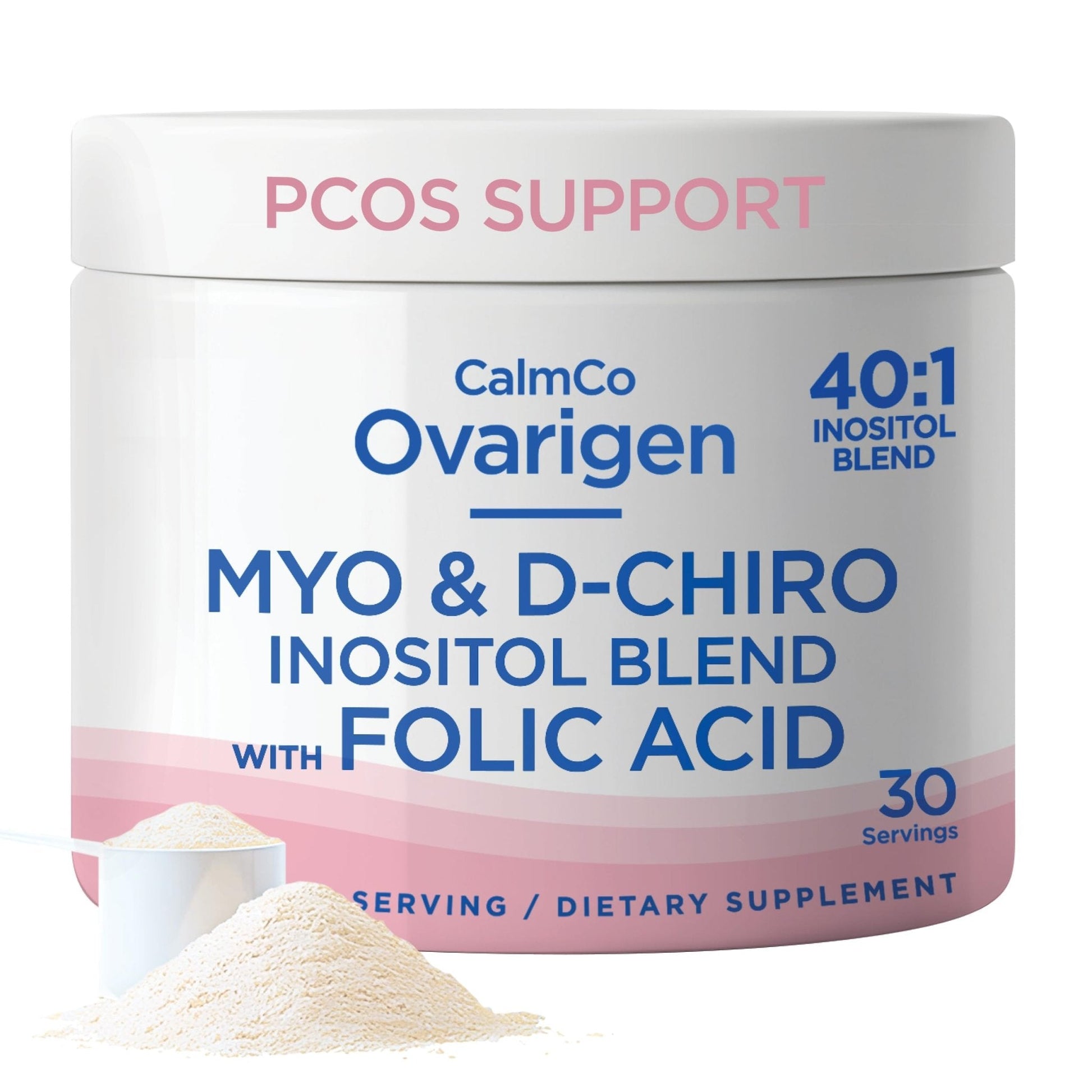 CalmCo Ovarigen Myo-Inositol & D-Chiro Inositol Supplement for Women – 40:1 Inositol Powder with Folic Acid, Fertility Supplements for PCOS, Hormone Balance and Ovarian Support (30 Servings) - Maple Wellness Supplements