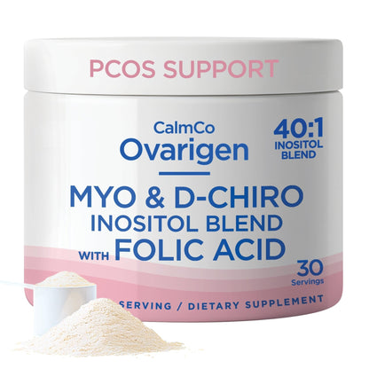 CalmCo Ovarigen Myo-Inositol & D-Chiro Inositol Supplement for Women – 40:1 Inositol Powder with Folic Acid, Fertility Supplements for PCOS, Hormone Balance and Ovarian Support (30 Servings) - Maple Wellness Supplements