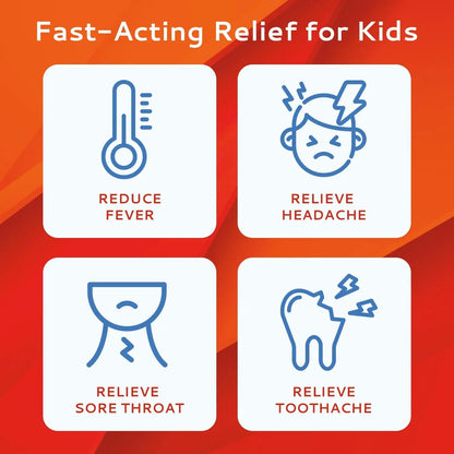 CALMOUR Children's Acetaminophen 36 Strips | Pain Reliever & Fever Reducer | Fast-Acting Support for Cold & Flu Symptoms | Oral Chewable Strips for Kids Ages 2-9 | Travel Size, Orange Flavor - Maple Wellness Supplements